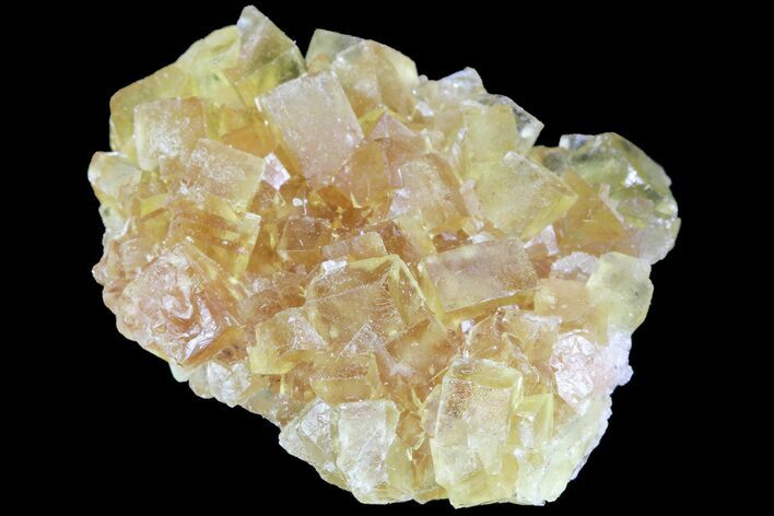 Lustrous Yellow Cubic Fluorite Crystal Cluster - Morocco #84291